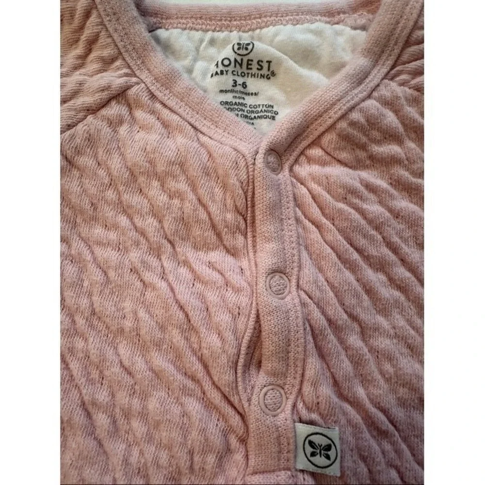 Honest Baby Organic Cotton Quilted Sleeper Pink‎ 3-6 Months Romper One Piece